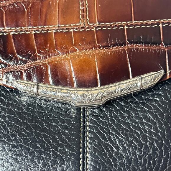 Brighton Wallet VTG Card Keeper Coin Purse Combo Brown Black Leather Crogo Small - Picture 2 of 8
